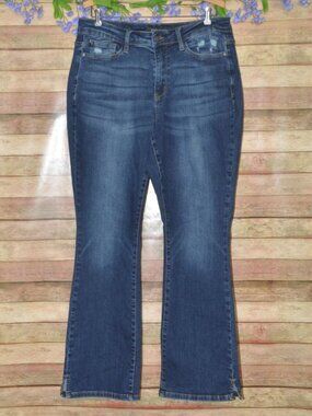 Judy Blue 16W Plus Size High Waist Slit Hem Slim Bootcut Blue Jeans JB88290-R
